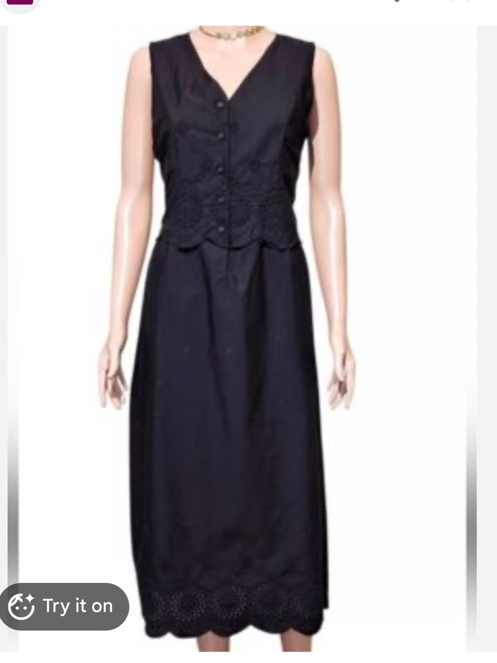 Rachel Zoe Black Eyelet Midi Dress | Size M | NWT